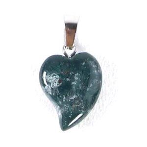 Indian Agate Stone Heart Shape Pendant Natural Stone Pendant Silver Jewel…